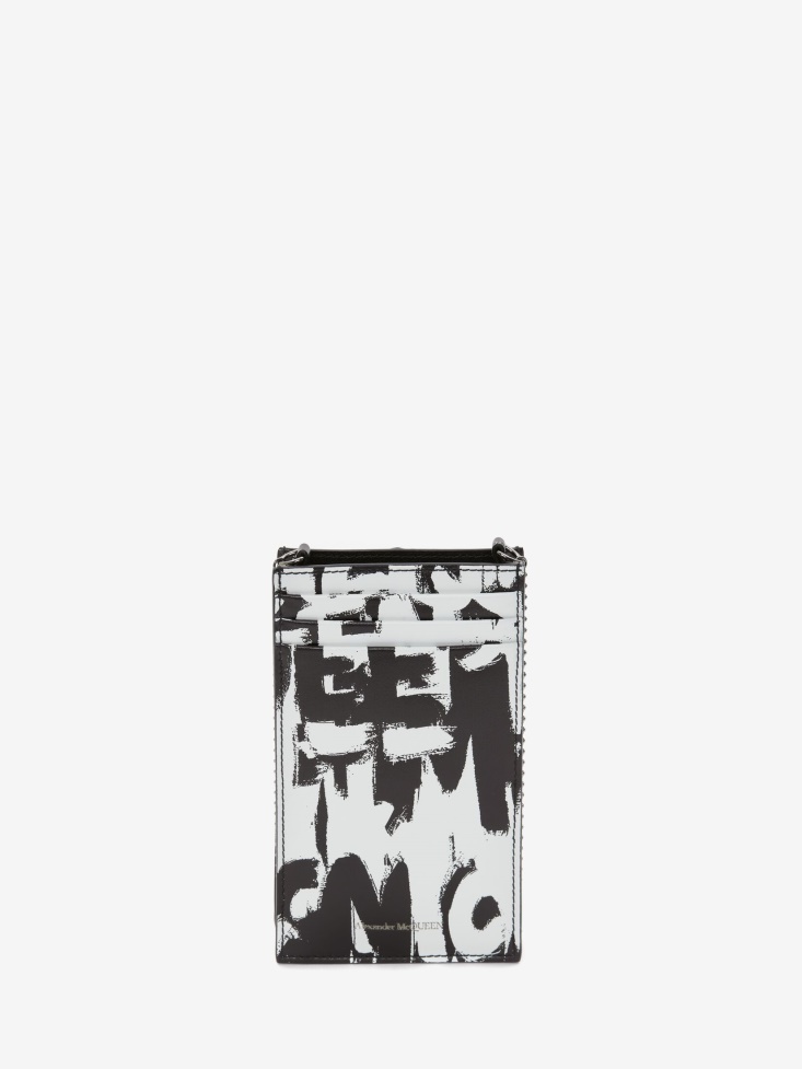 Black/White Fashion Alexander McQueen Women's in Graffiti Phone Case With Chain
