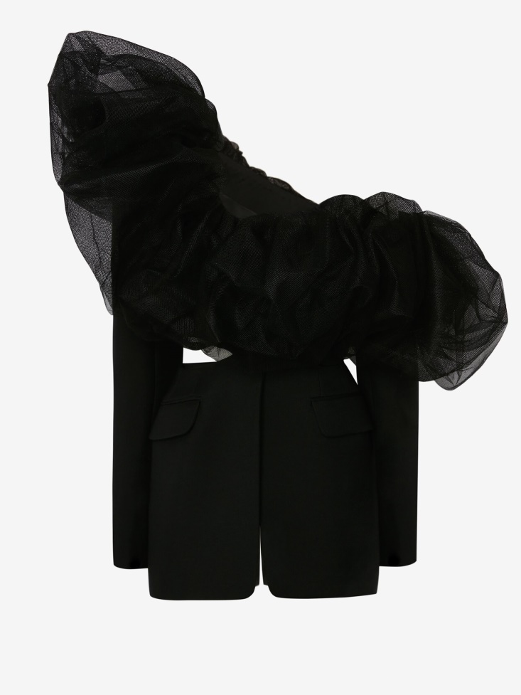 Women's Exploded Neckline Slashed Jacket Black Fashion Alexander McQueen