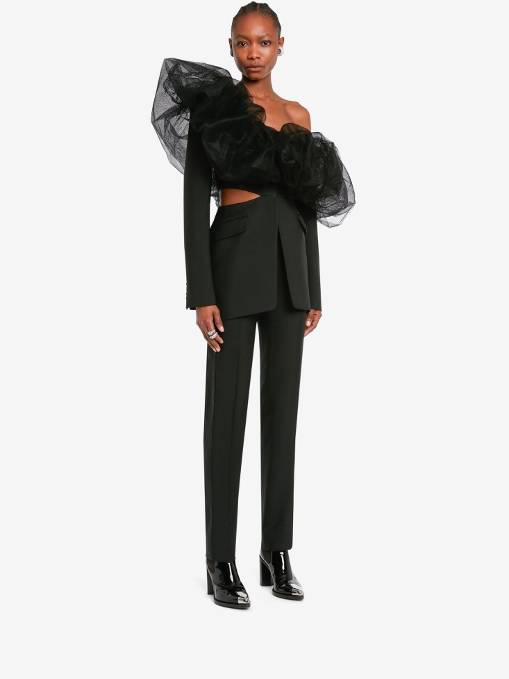 Women's Exploded Neckline Slashed Jacket Black Fashion Alexander McQueen