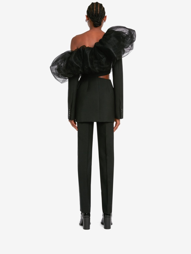 Women's Exploded Neckline Slashed Jacket Black Fashion Alexander McQueen