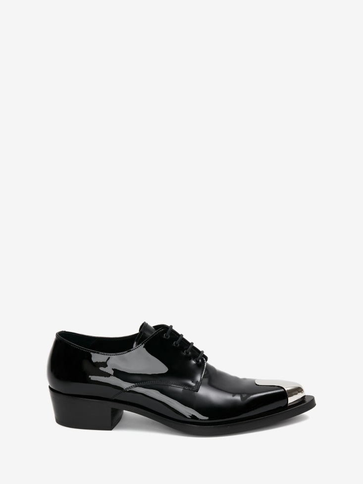 Black/Silver Men's Punk Derby Fashion Alexander McQueen