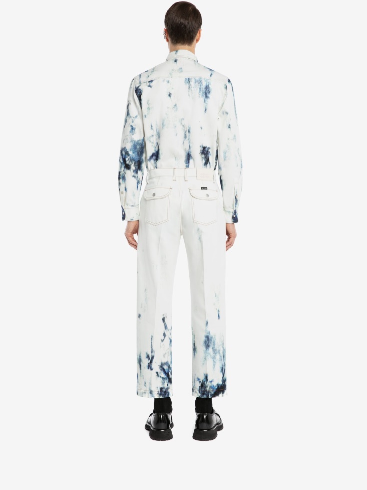 Fashion Alexander McQueen Men's Blue Sky Denim Shirt Sky Blue