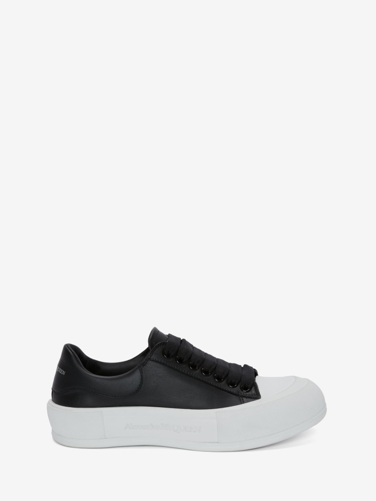Black Women's Deck Lace Up Plimsoll Fashion Alexander McQueen
