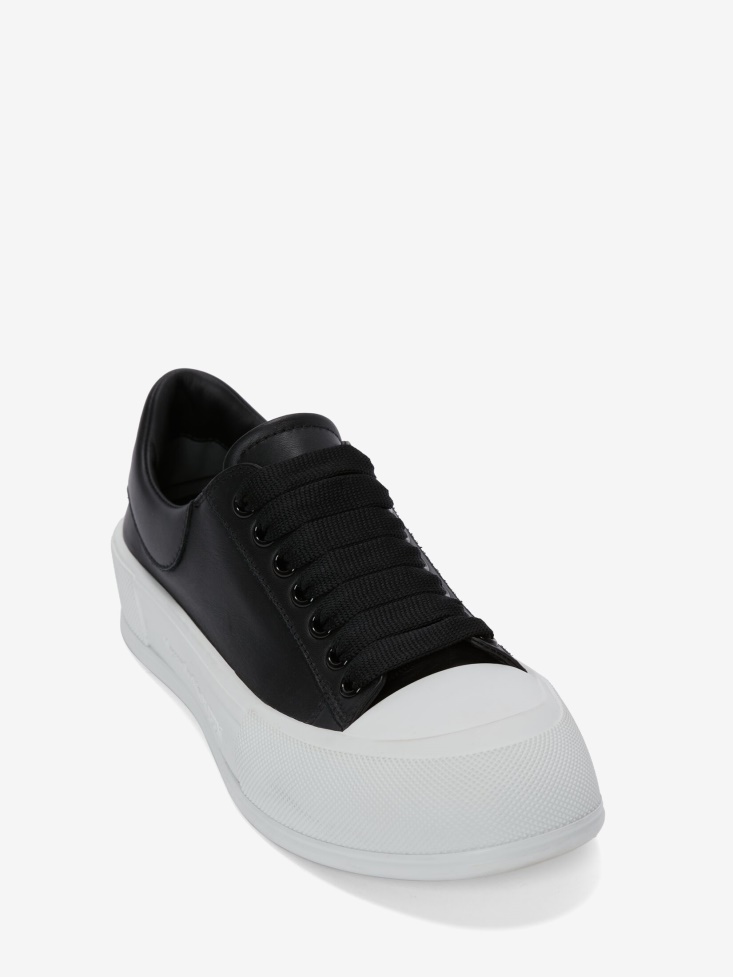 Black Women's Deck Lace Up Plimsoll Fashion Alexander McQueen