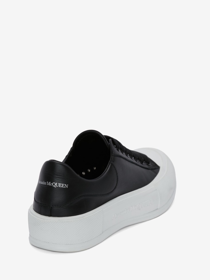 Black Women's Deck Lace Up Plimsoll Fashion Alexander McQueen
