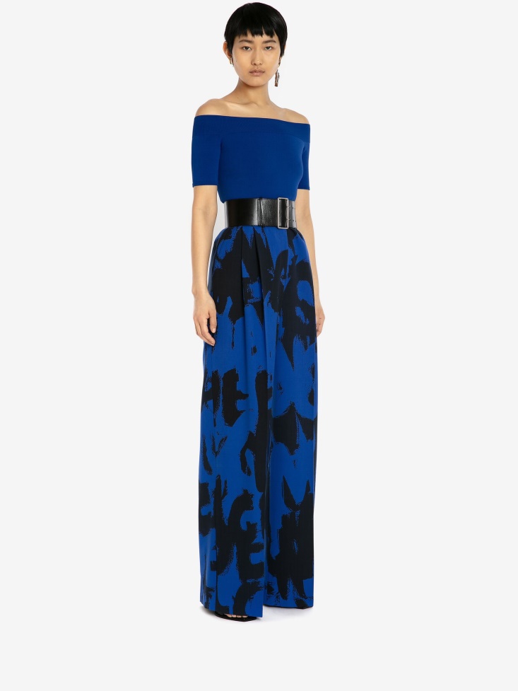 Fashion Alexander McQueen Electric Blue Women's Off-The-Shoulder Knit Top