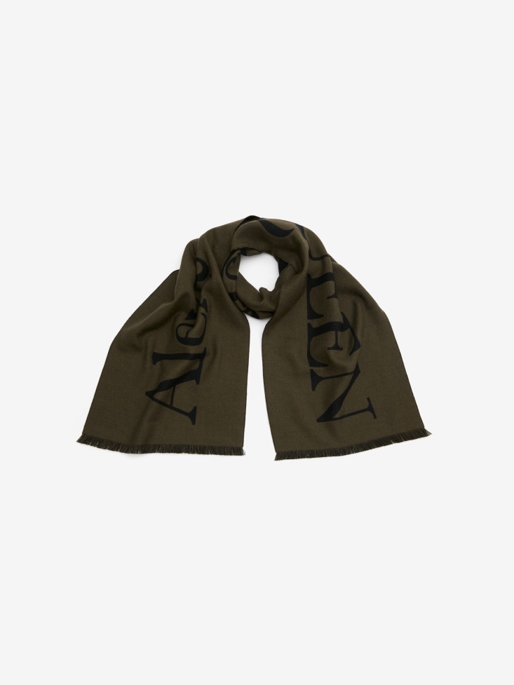 Men's Classic Logo Scarf Fashion Alexander McQueen Khaki