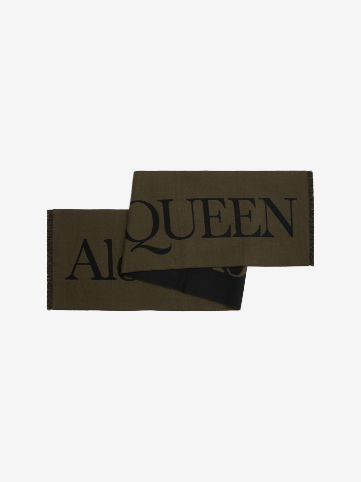 Men's Classic Logo Scarf Fashion Alexander McQueen Khaki