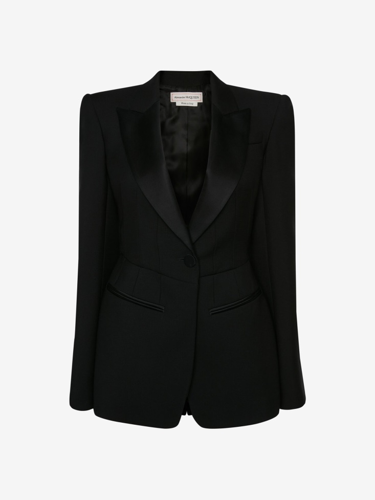 Black Fashion Alexander McQueen Women's Mycelium Embroidery Kickback Jacket