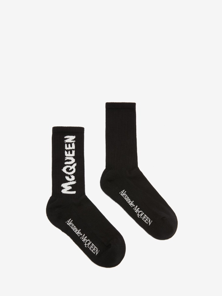 Fashion Alexander McQueen Black/Ivory Men's in Graffiti Socks