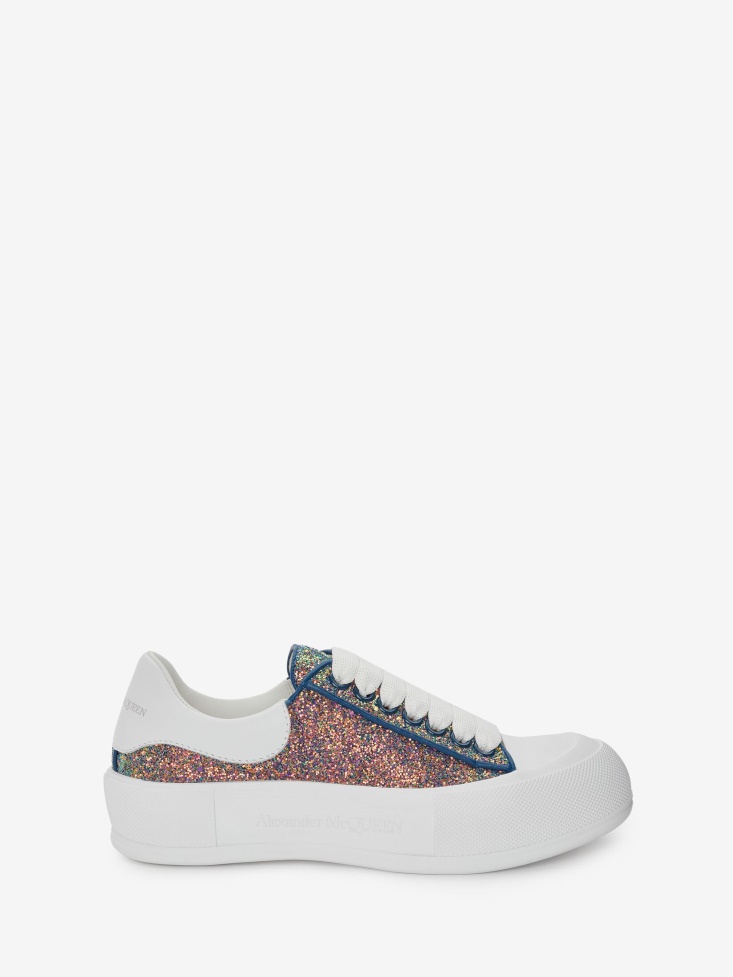 Women's Deck Lace Up Plimsoll Petrol Blue Fashion Alexander McQueen