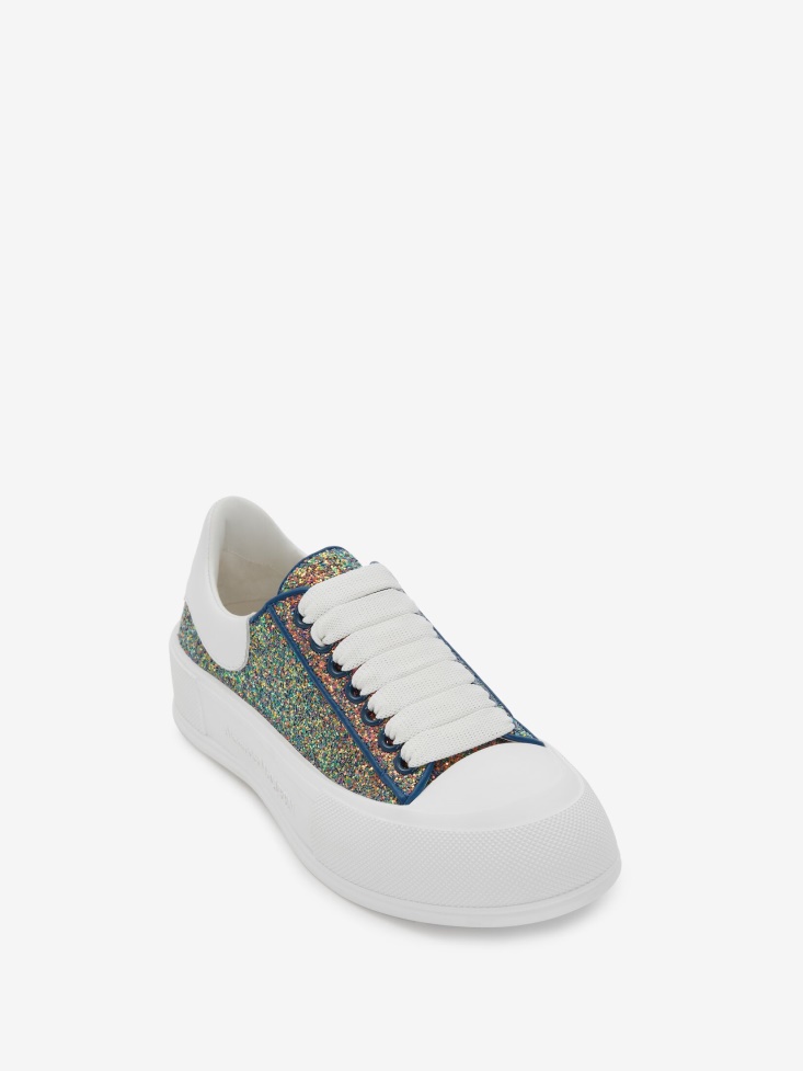 Women's Deck Lace Up Plimsoll Petrol Blue Fashion Alexander McQueen