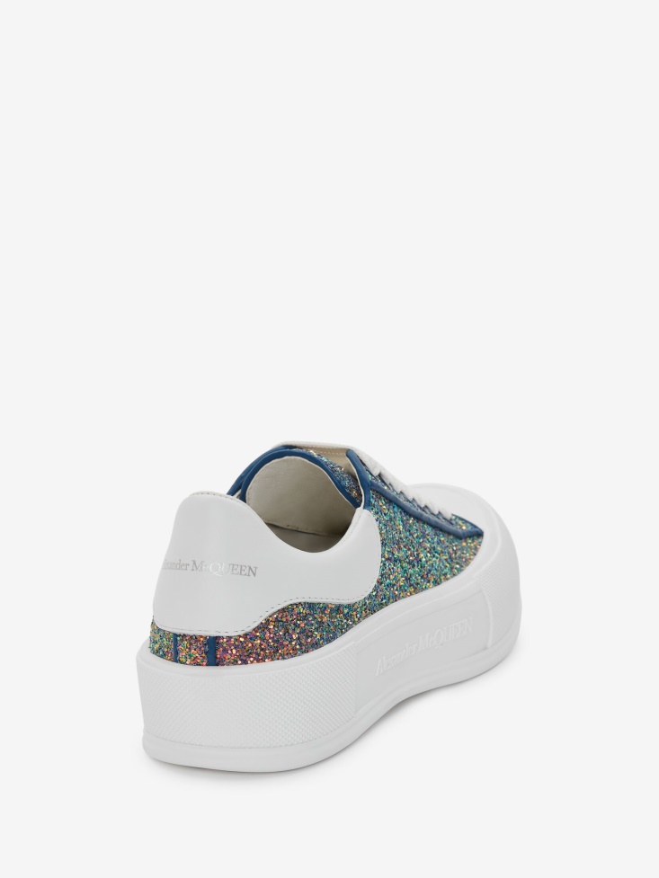 Women's Deck Lace Up Plimsoll Petrol Blue Fashion Alexander McQueen