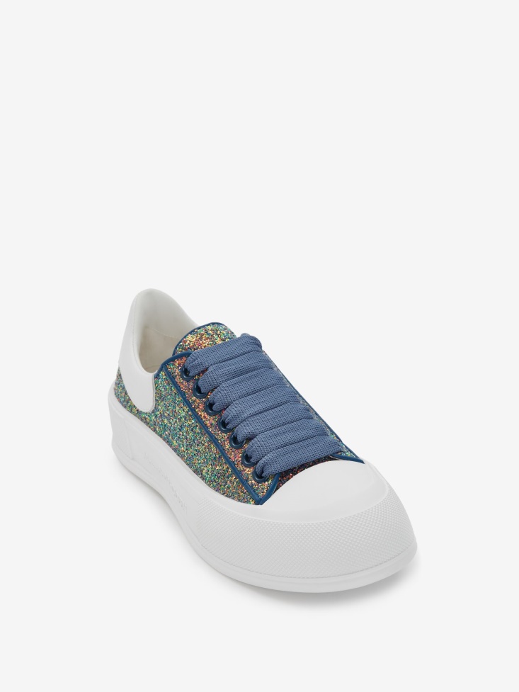 Women's Deck Lace Up Plimsoll Petrol Blue Fashion Alexander McQueen