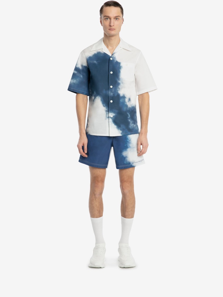 Fashion Alexander McQueen Navy/White Men's Engineered Sky Print Swim Shorts