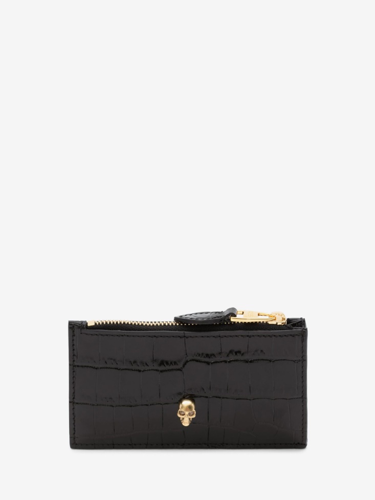 Women's Skull Zip Card Holder Fashion Alexander McQueen Black