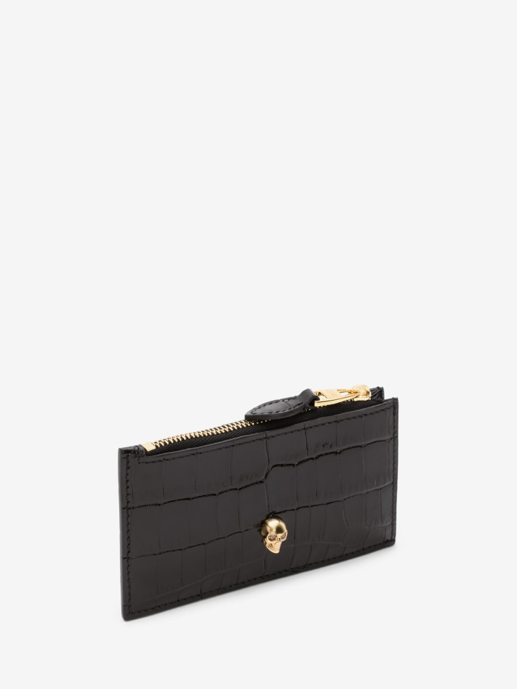 Women's Skull Zip Card Holder Fashion Alexander McQueen Black