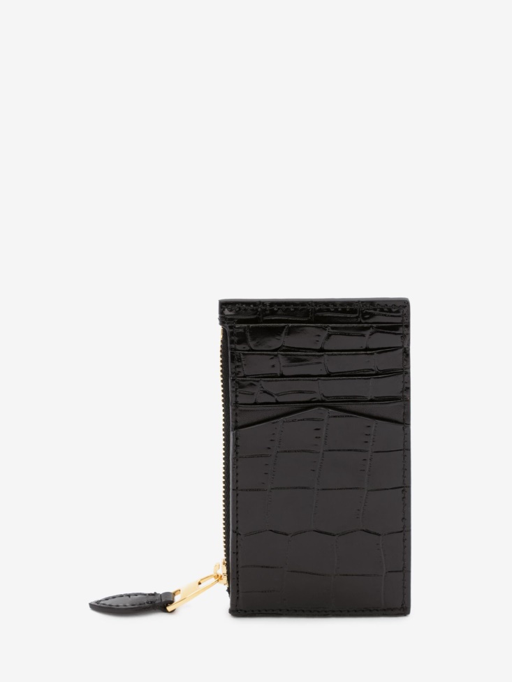 Women's Skull Zip Card Holder Fashion Alexander McQueen Black