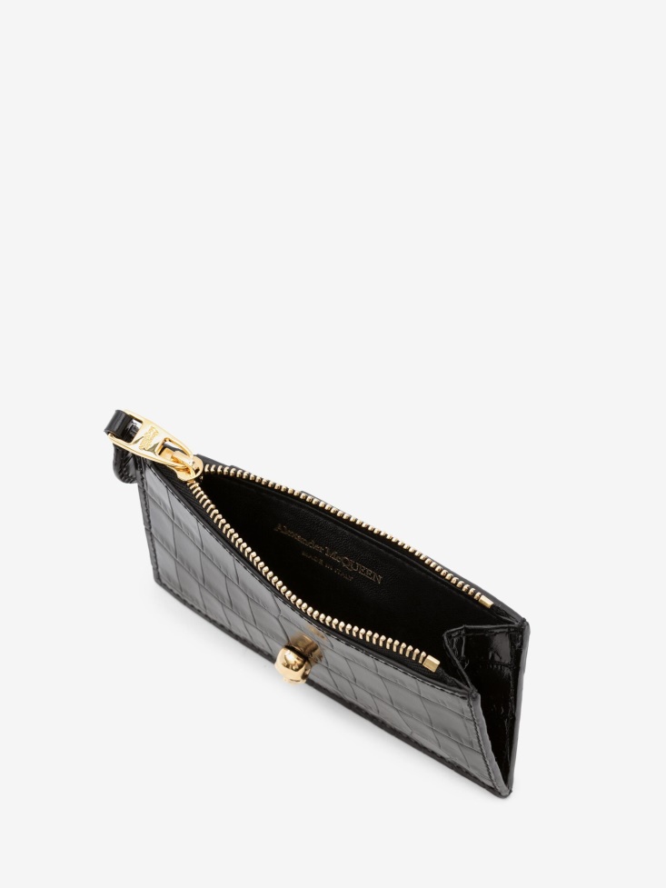 Women's Skull Zip Card Holder Fashion Alexander McQueen Black