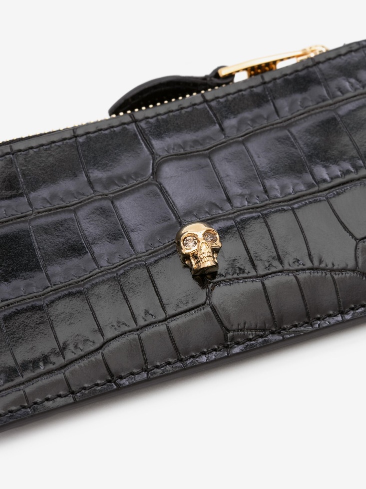 Women's Skull Zip Card Holder Fashion Alexander McQueen Black