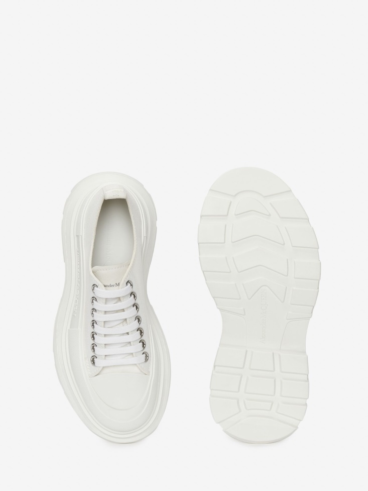 Fashion Alexander McQueen White Women's Tread Slick Lace Up