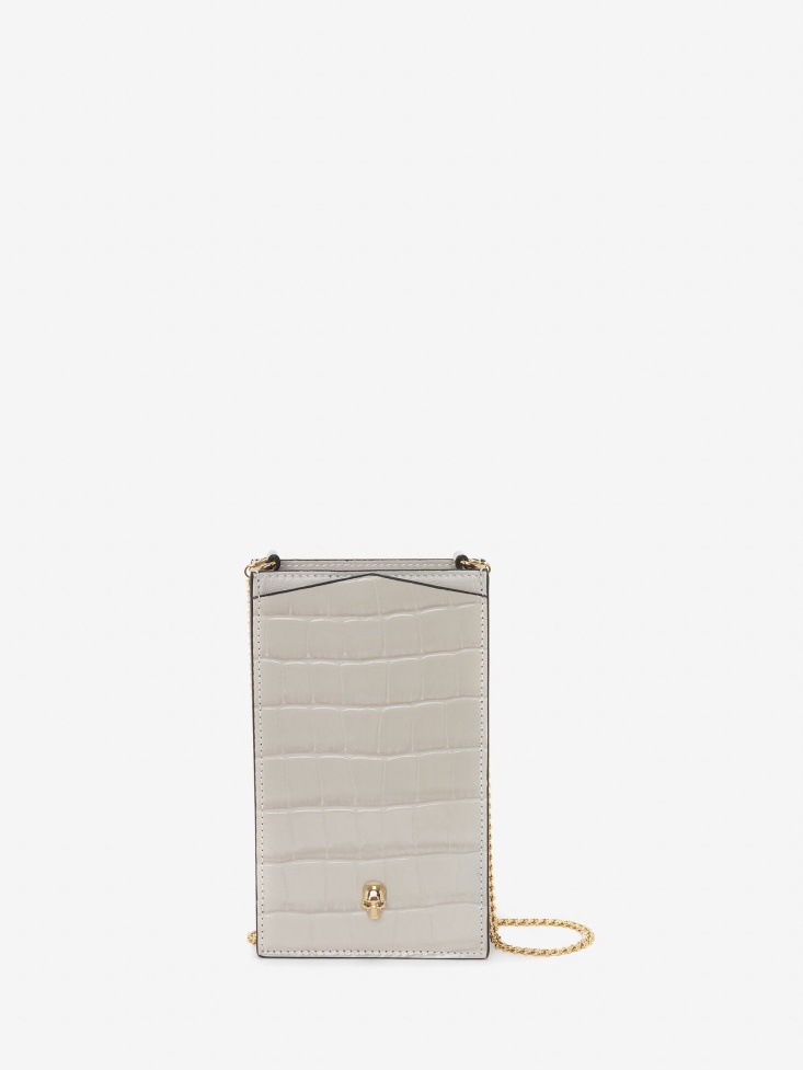 Women's Skull Phone Case With Chain Grey Fashion Alexander McQueen