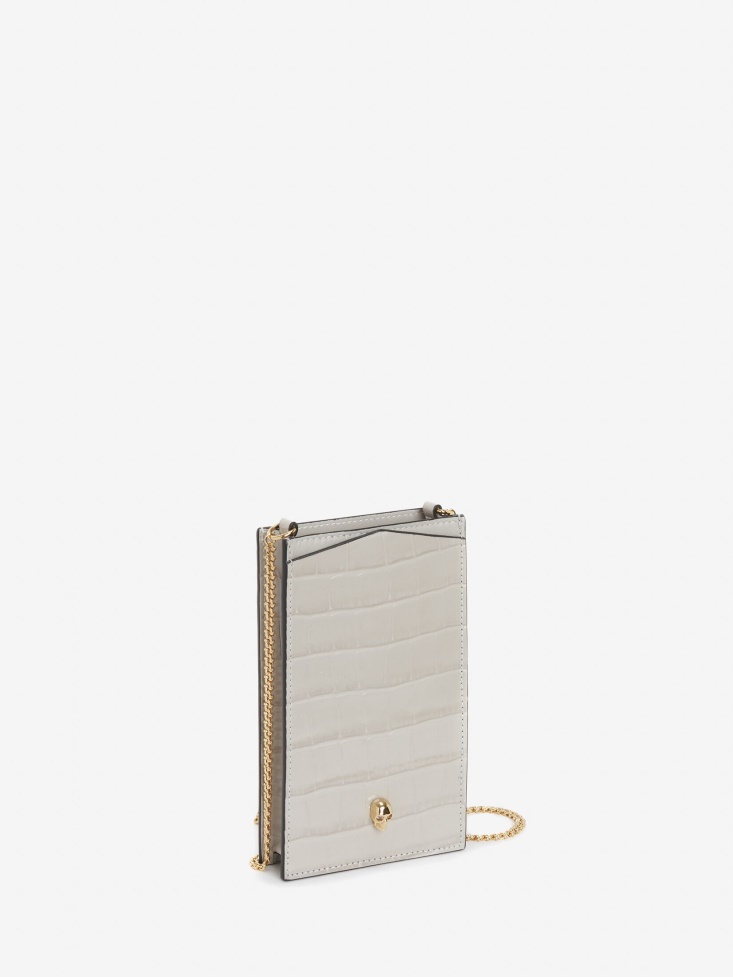 Women's Skull Phone Case With Chain Grey Fashion Alexander McQueen