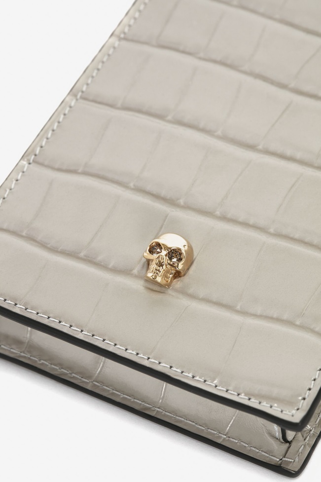 Women's Skull Phone Case With Chain Grey Fashion Alexander McQueen
