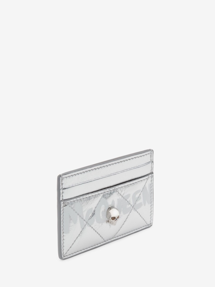 Women's in Graffiti Card Holder Fashion Alexander McQueen Silver/White