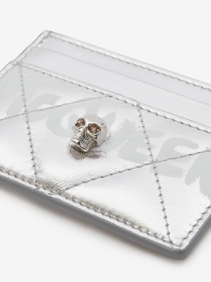 Women's in Graffiti Card Holder Fashion Alexander McQueen Silver/White