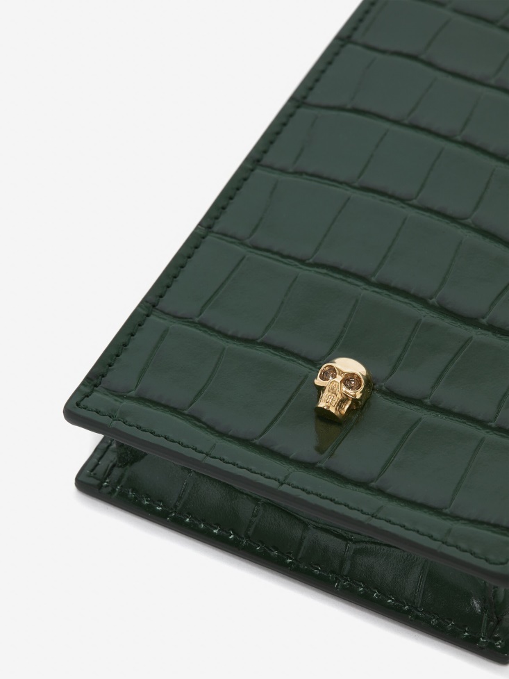 Fashion Alexander McQueen Women's Skull Phone Case With Chain Emerald