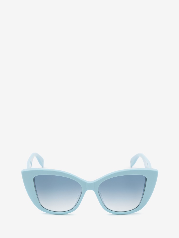 Light Blue Women's in Graffiti Cat-Eye Sunglasses Fashion Alexander McQueen