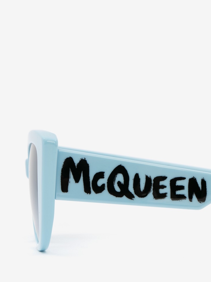 Light Blue Women's in Graffiti Cat-Eye Sunglasses Fashion Alexander McQueen