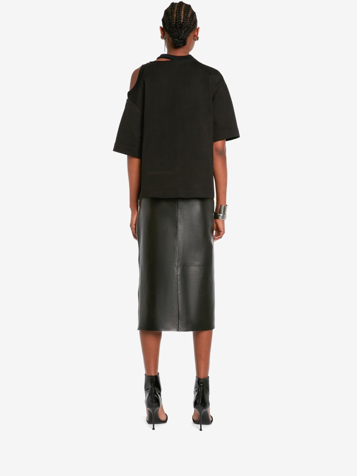 Women's Red Moon Cut-Out T-Shirt Fashion Alexander McQueen Black