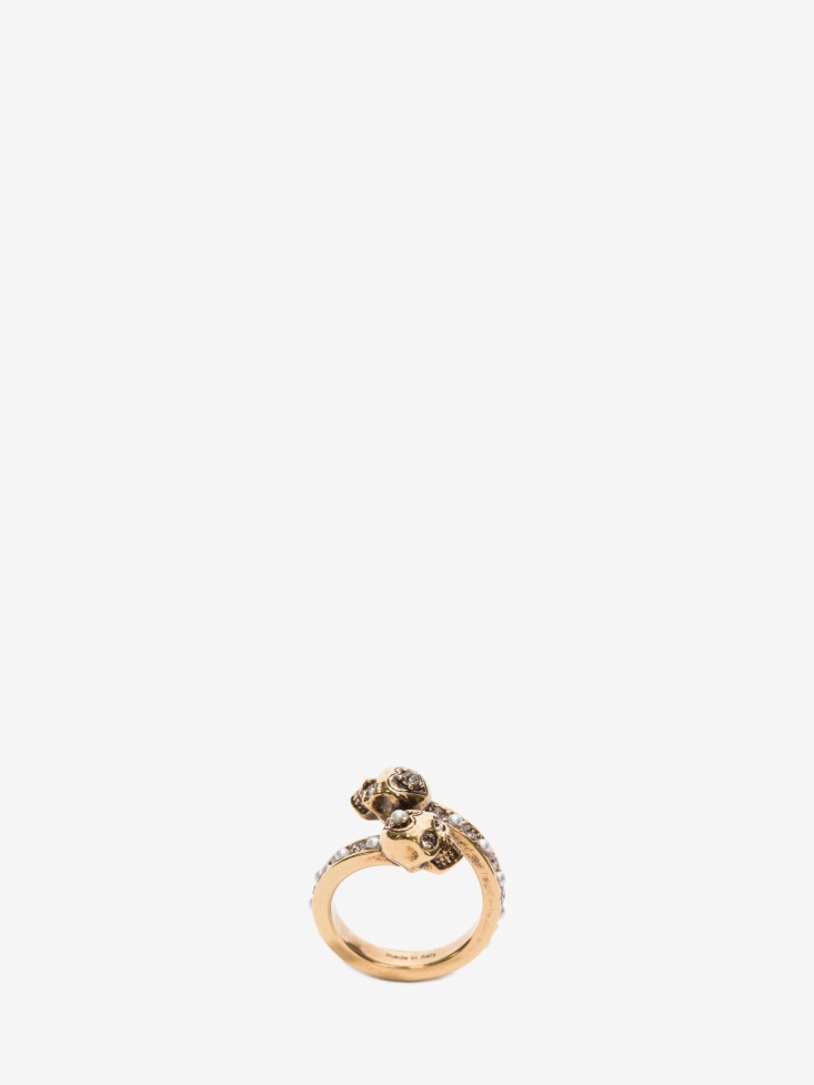 Fashion Alexander McQueen Women's Wrap-Around Skull Ring Gold