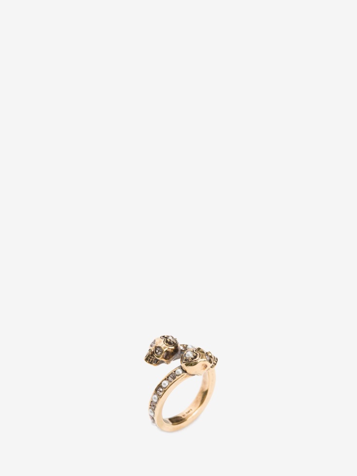 Fashion Alexander McQueen Women's Wrap-Around Skull Ring Gold