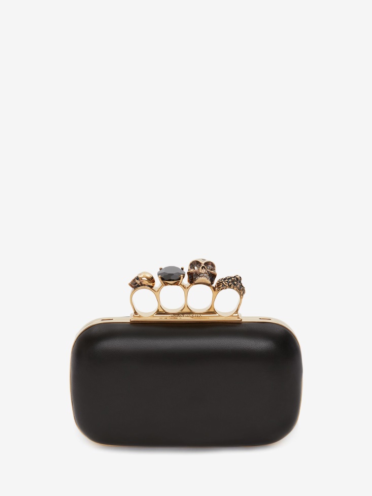Black Fashion Alexander McQueen Women's Knuckle Clutch With Chain