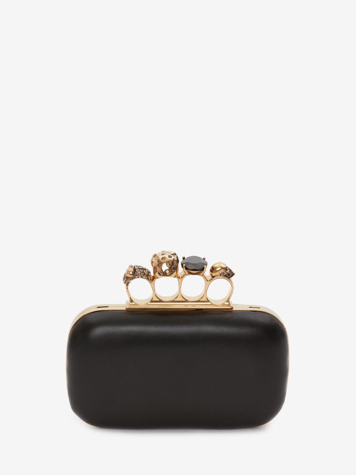 Black Fashion Alexander McQueen Women's Knuckle Clutch With Chain