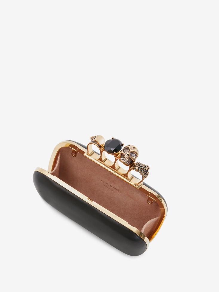 Black Fashion Alexander McQueen Women's Knuckle Clutch With Chain
