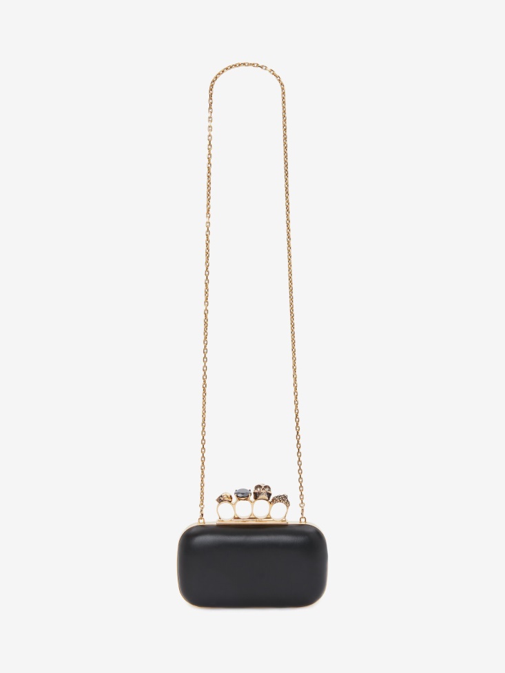 Black Fashion Alexander McQueen Women's Knuckle Clutch With Chain