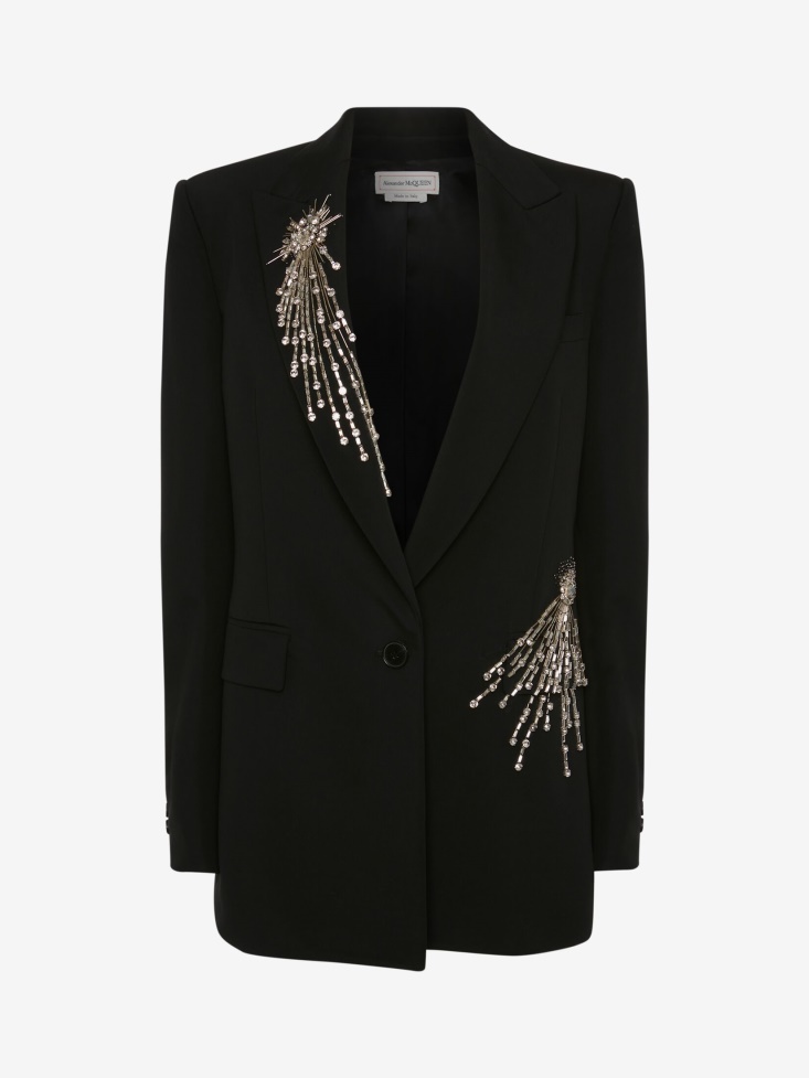 Fashion Alexander McQueen Black Women's Astral Jewel Single-Breasted Jacket