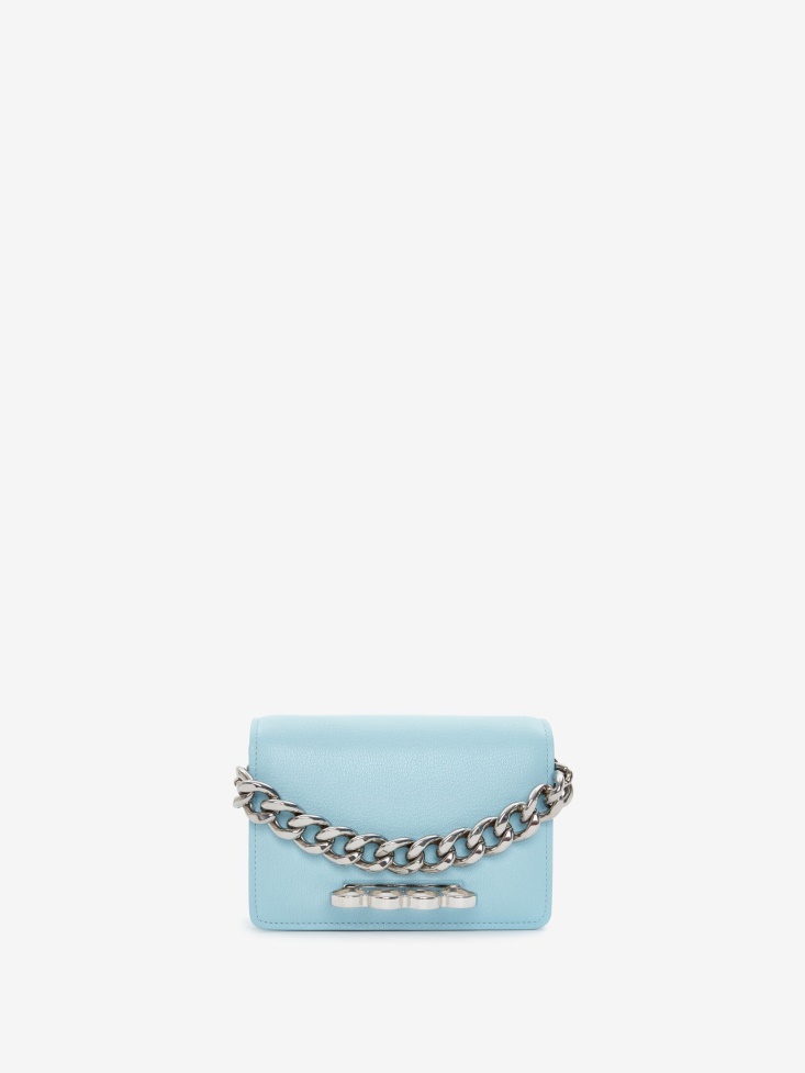 Fashion Alexander McQueen Women's The Four Ring Mini With Chain Pale Blue