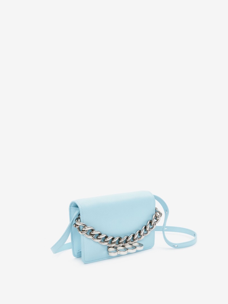 Fashion Alexander McQueen Women's The Four Ring Mini With Chain Pale Blue