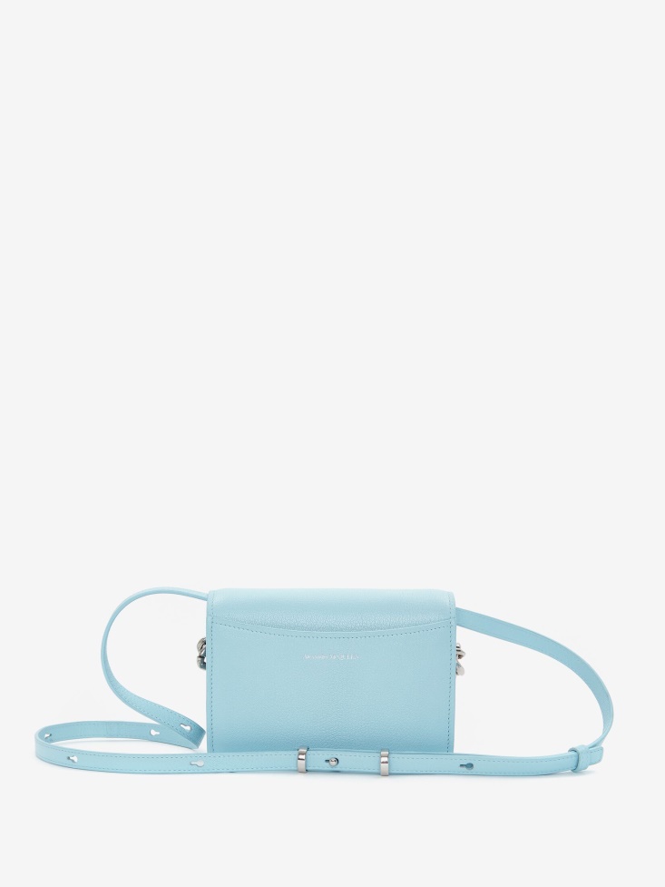 Fashion Alexander McQueen Women's The Four Ring Mini With Chain Pale Blue