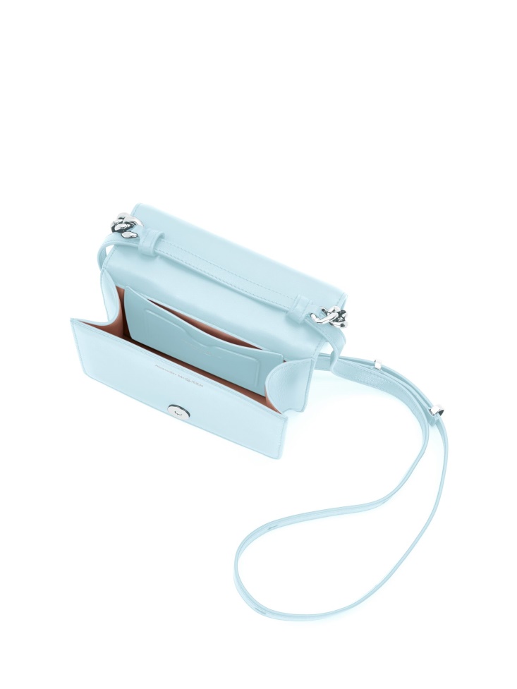 Fashion Alexander McQueen Women's The Four Ring Mini With Chain Pale Blue