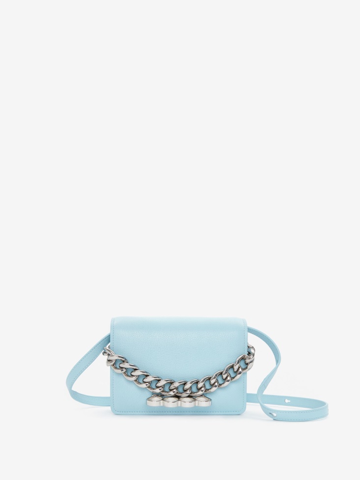 Fashion Alexander McQueen Women's The Four Ring Mini With Chain Pale Blue