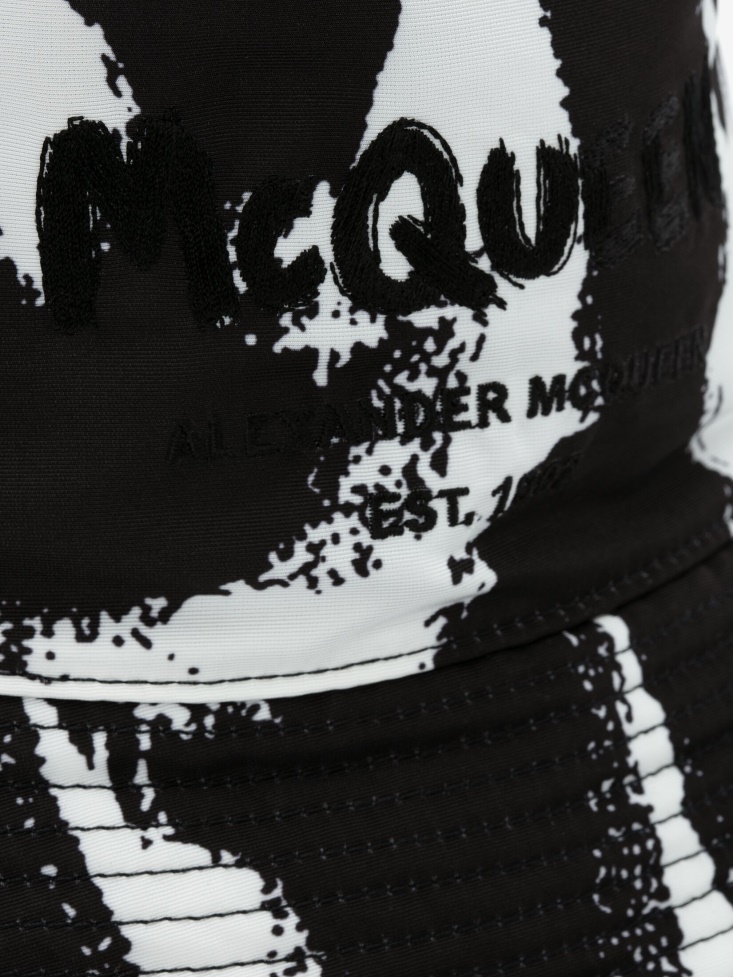 Black/Ivory Men's in Graffiti Bucket Hat Fashion Alexander McQueen