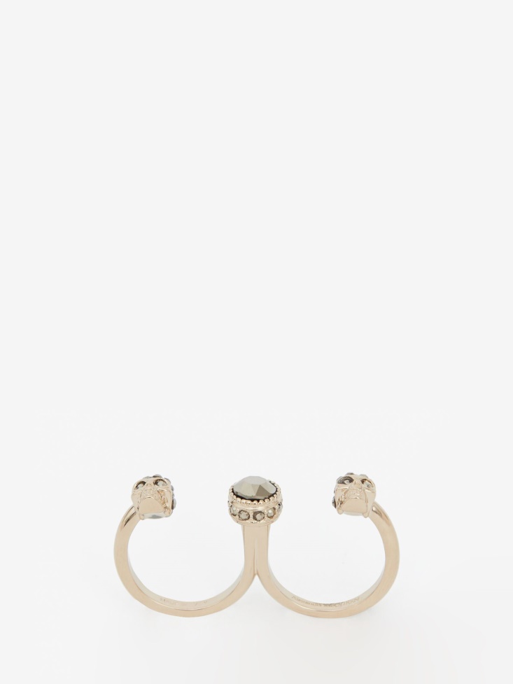 Women's Double Skull Ring Fashion Alexander McQueen Pale Gold