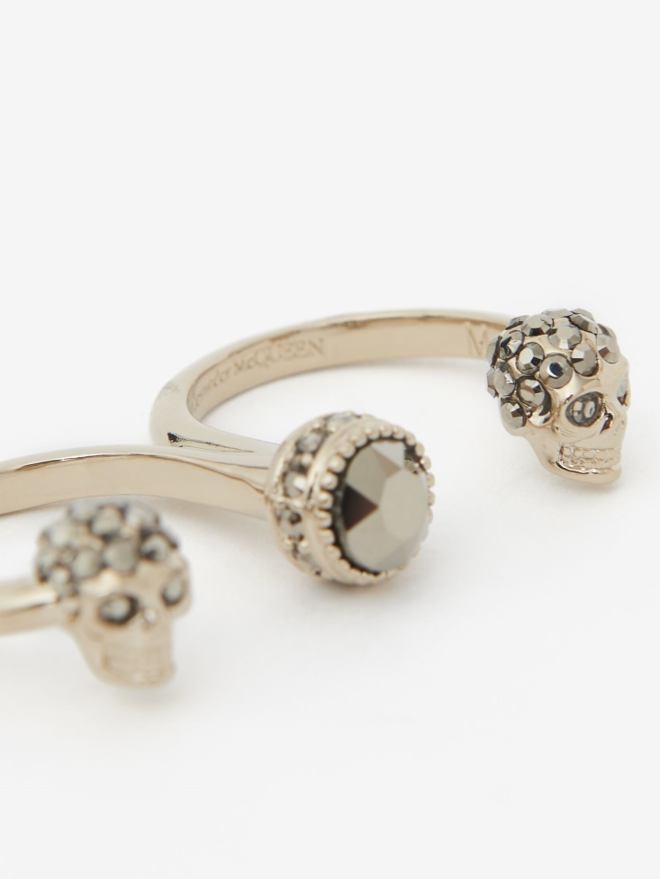 Women's Double Skull Ring Fashion Alexander McQueen Pale Gold