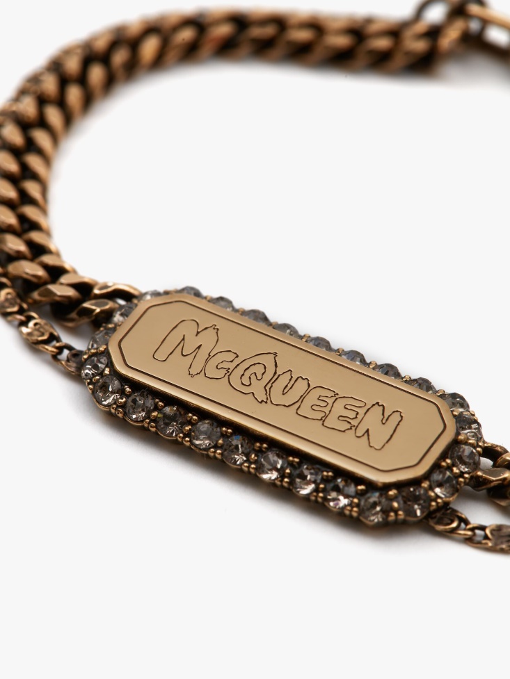 Fashion Alexander McQueen Antique Gold Women's in Graffiti Pave Bracelet